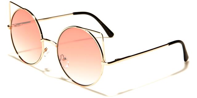 Metal Ladies Giselle Round Cat Eye Sunglasses Giselle gsl28033e Gold Black Orange Gradient Lens