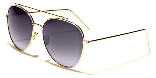 Women's Designer Giselle Flat Lens Mirror Pilot Sunglasses Gold/Smoke Gradient Lens Giselle gsl28044a