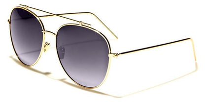 Women's Designer Giselle Flat Lens Mirror Pilot Sunglasses Gold/Smoke Gradient Lens Giselle gsl28044a