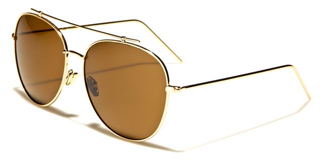 Women's Designer Giselle Flat Lens Mirror Pilot Sunglasses Gold/Brown Gradient Lens Giselle gsl28044b