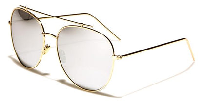 Women's Designer Giselle Flat Lens Mirror Pilot Sunglasses Gold/Silver Mirror Lens Giselle gsl28044c
