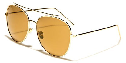 Women's Designer Giselle Flat Lens Mirror Pilot Sunglasses Gold/Brown Mirror Lens Giselle gsl28044d
