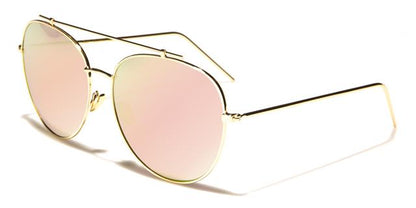 Women's Designer Giselle Flat Lens Mirror Pilot Sunglasses Gold/Pink Mirror Lens Giselle gsl28044e