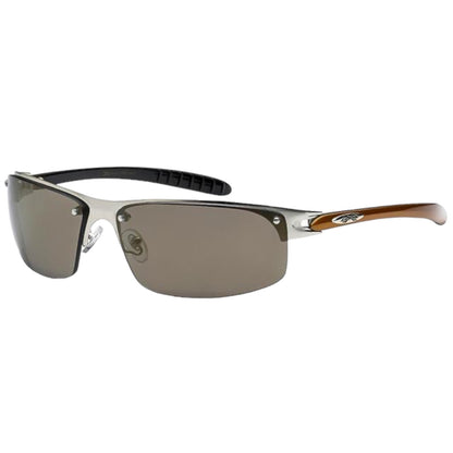 Xloop Semi-Rimless Sports Wrap Around Sunglasses x-loop image_0e679255-db16-41de-9610-2fcb7f370d16 Silver Brown Light Green Mirror Lens