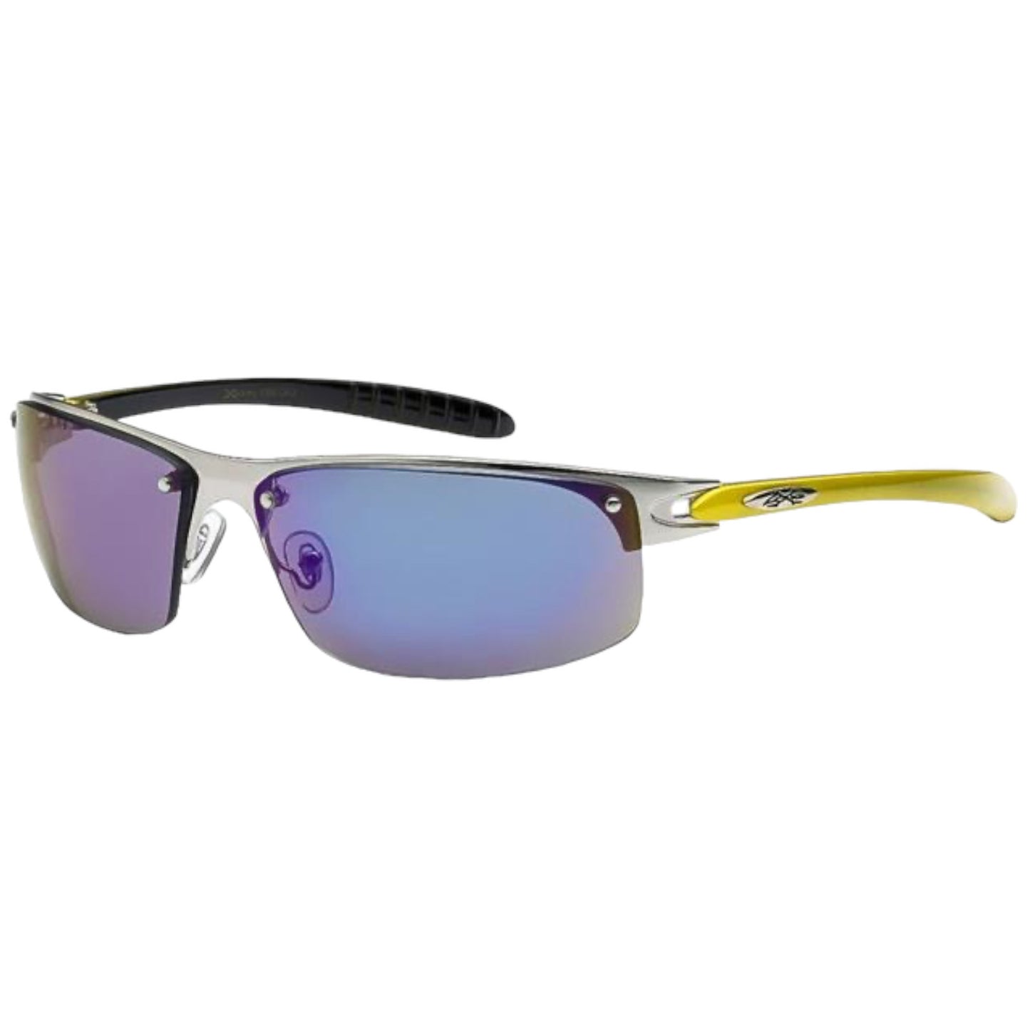 Xloop Semi-Rimless Sports Wrap Around Sunglasses x-loop image_9987a05f-174e-45e0-8397-3914ef84fbd8 Silver Yellow Green & Purple Mirror Lens