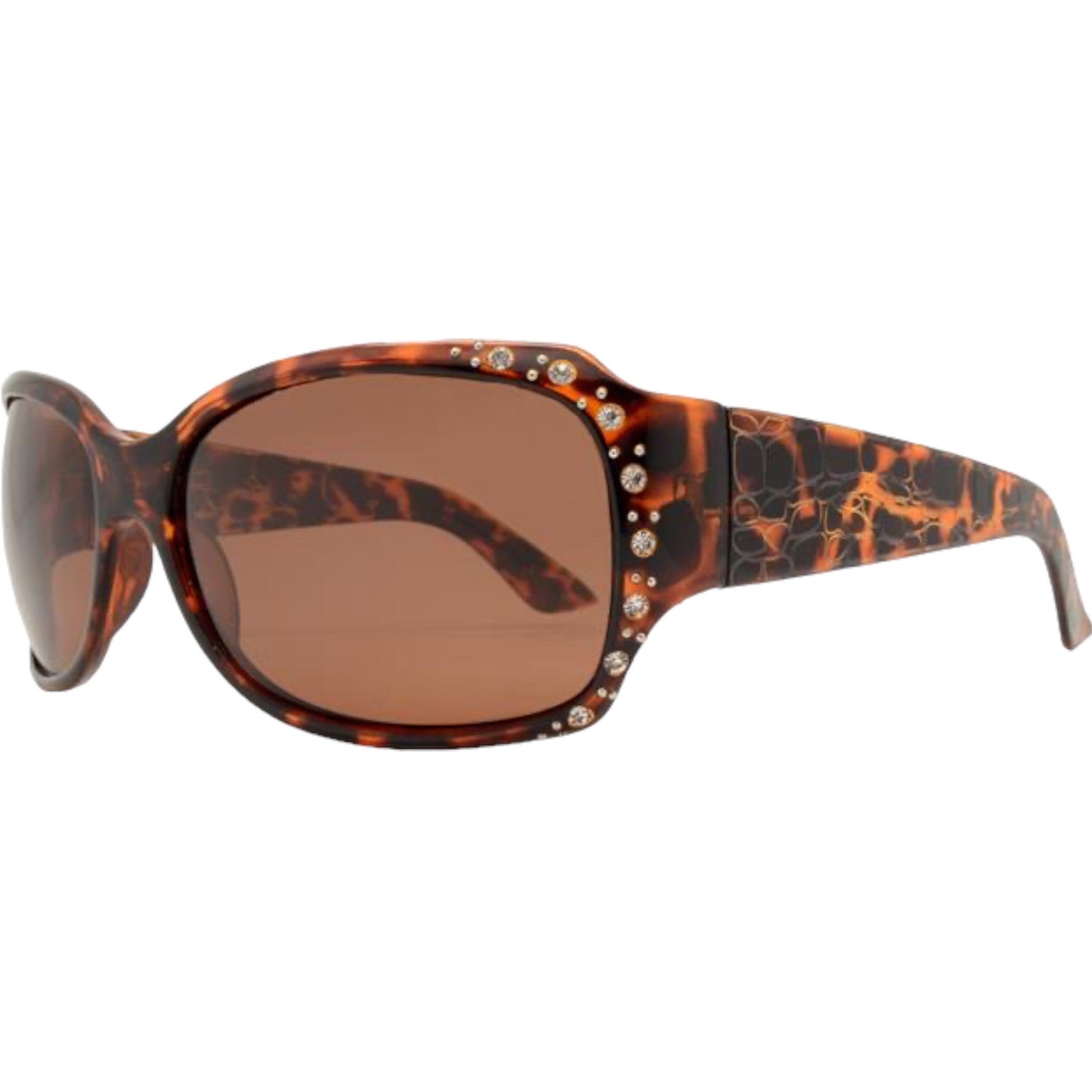 Womens Polarised Rhinestone Sunglasses Small Wrap Around Black Shades for Ladies Tortoise Brown Brown Lens Unbranded image_a2b9d8d8-6f19-4368-a3dc-de007b981c6b