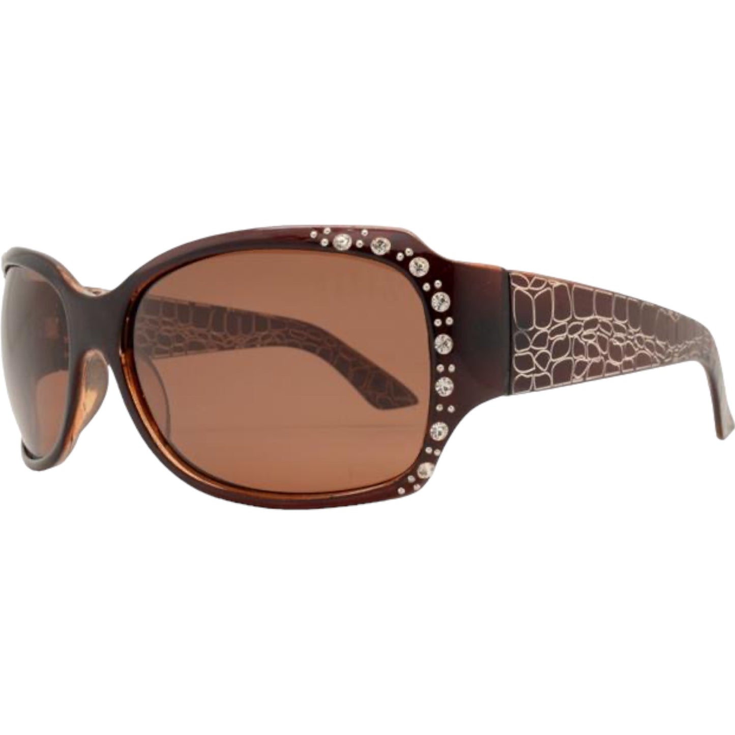 Womens Polarised Rhinestone Sunglasses Small Wrap Around Black Shades for Ladies Brown Brown Lens Unbranded image_ade0fd52-5e76-4b57-99b2-de6260b7c070