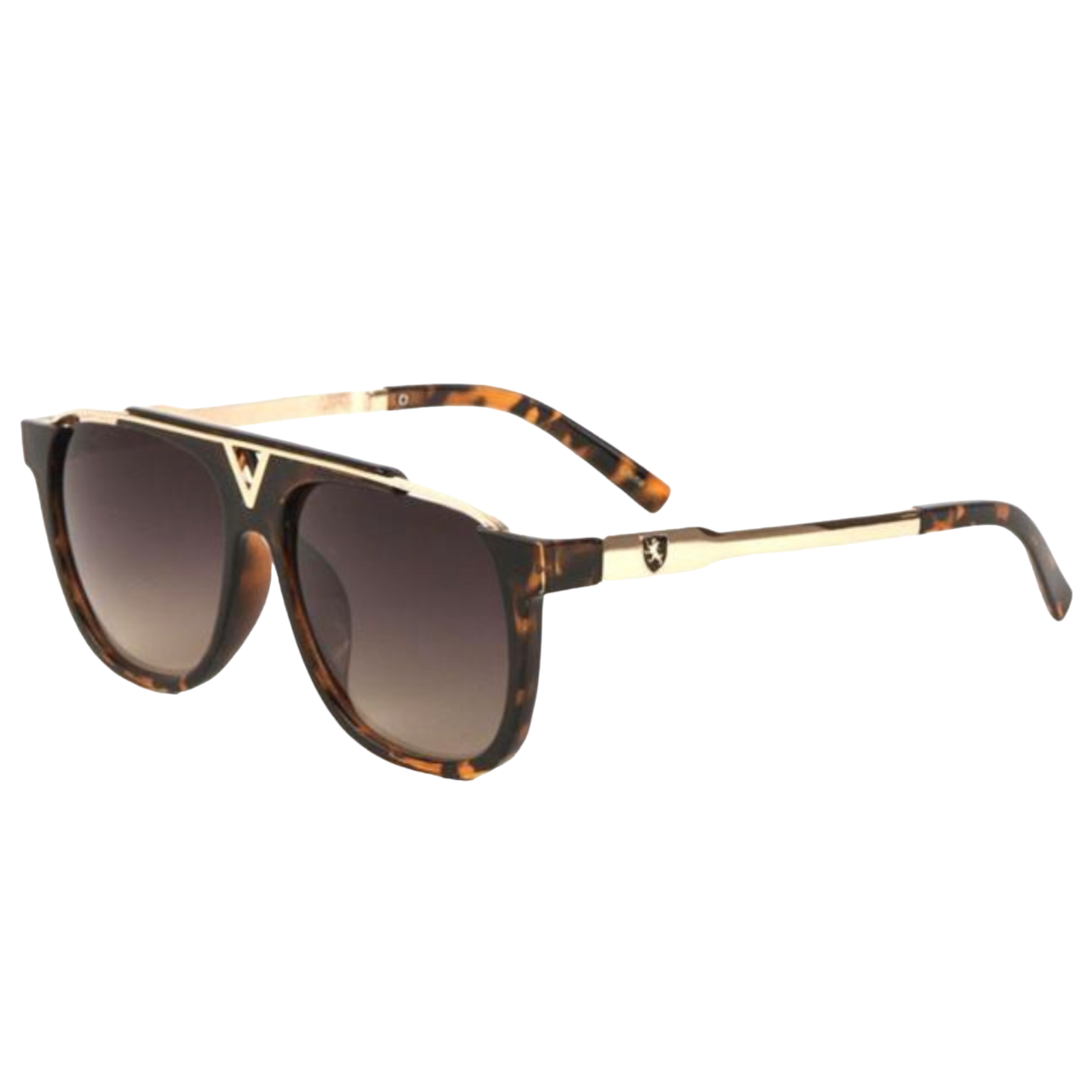 Flat Mens Lens Khan Sunglasses with a V Bridge Gold Brown Gradient Brown Smoke Lens Khan image_edb095a2-3358-4202-875c-b3672ead3eec