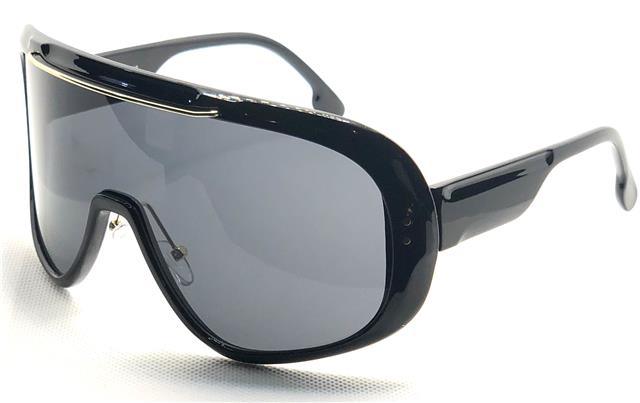 Mens Womens Oversized Wrap Shield Retro Sunglasses Black/Smoke Lens Unbranded img_4935