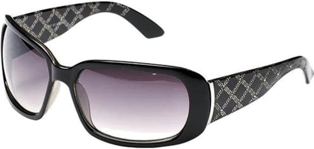 Women's Designer Oversized Wrap Around Diamante Jacquard Sunglasses UV400 Black/Smoke Purple Gradient Lens Eyelevel jasmin-black