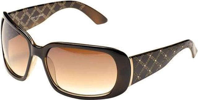 Women's Designer Oversized Wrap Around Diamante Jacquard Sunglasses UV400 Brown Brown Gradient Lens Eyelevel jasmin-brown