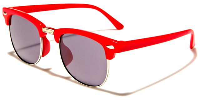Designer Boy's Girl's Horn Rim Style Sunglasses for Kids Red/Silver/Smoke Lens Unbranded k-1122-sdb