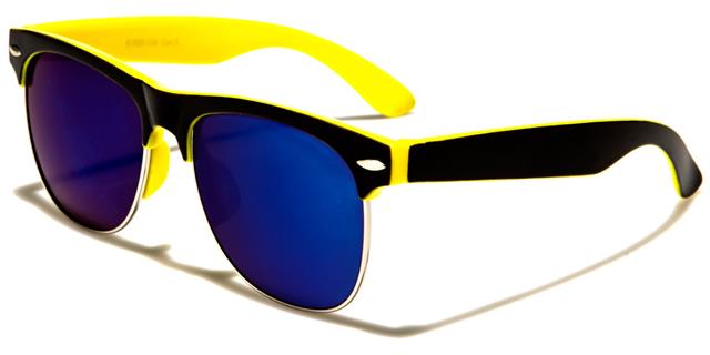 Children's Unisex Mirrored Half Rim Sunglasses for Kids Unbranded k-1125-cmc Black & Yellow Silver Blue Mirror