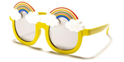 Cute Girl's Round Rainbow & Cloud Kids sunglasses Yellow Unbranded k-894d