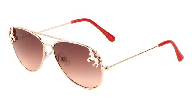 Girls Unicorn Metal Pilot Sunglasses for Kids Gold Red Red Smoke Gradient Lens Unbranded k1129-kids-aviators-unicorns-sunglasses-02