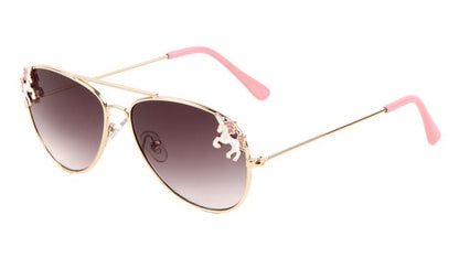 Girls Unicorn Metal Pilot Sunglasses for Kids Gold Pink Pink Smoke Gradient Lens Unbranded k1129-kids-aviators-unicorns-sunglasses-03