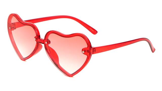 Girl's Heart Shaped Sunglasses for Kids Crystal Red/Red Gradient Lens Unbranded k846-heart-kids-heart-sunglasses-02