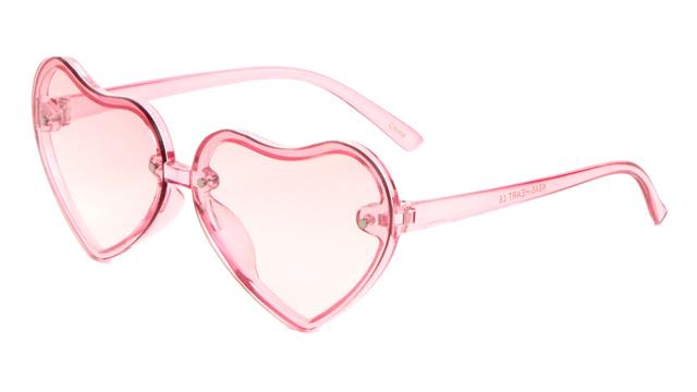 Girl's Heart Shaped Sunglasses for Kids Crystal Pink Pink Gradient Lens Unbranded k846-heart-kids-heart-sunglasses-03