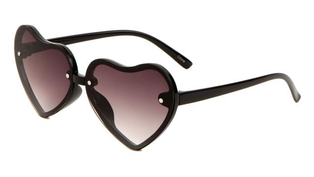 Girl's Heart Shaped Sunglasses for Kids Black/Smoke Gradient Lens Unbranded k846-heart-kids-heart-sunglasses-04