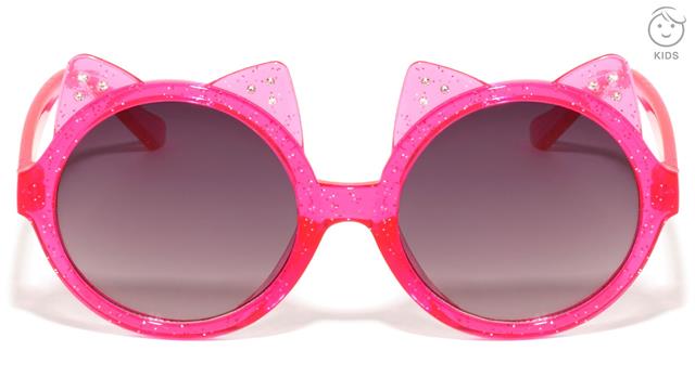 Girl's Glitter Round Cute Ear Sunglasses for Kid's Unbranded k865-kids-round-glitter-cat-ears-sunglasses-01