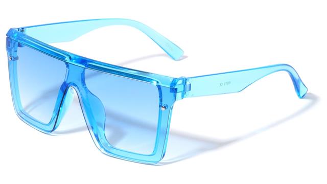 Girls Large Square Shield Sunglasses for Kids Unbranded k875-kids-crystal-flat-top-shield-sunglasses-02 Crystal Blue Blue Gradient Lens