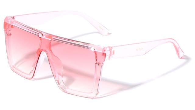 Girls Large Square Shield Sunglasses for Kids Crystal Pink Pink Gradient Lens Unbranded k875-kids-crystal-flat-top-shield-sunglasses-04