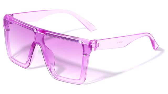 Girls Large Square Shield Sunglasses for Kids Unbranded k875-kids-crystal-flat-top-shield-sunglasses-05 Crystal Purple Purple Gradient Lens