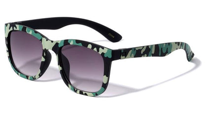 Children's Unisex Camouflage Classic Sunglasses for Boy's and Girl's Unbranded k881-kids-camo-wayfarer-sunglasses-02 Black & Green Camo Smoke Gradient Lens