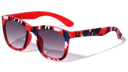 Children's Unisex Camouflage Classic Sunglasses for Boy's and Girl's Unbranded k881-kids-camo-wayfarer-sunglasses-06 Red Camo Smoke Gradient Lens