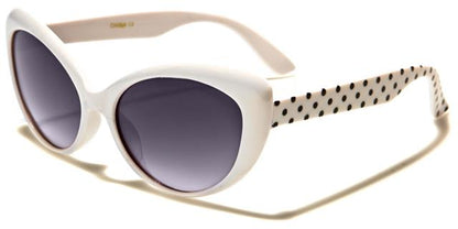 Children's Girl's Retro Cat Eye Sunglasses for Kids Unbranded kg-2502b White Black Poka Dots Smoke Lems