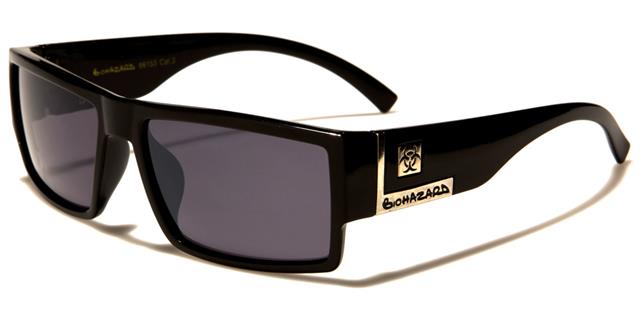 High quality Boy's Wrap Around Mirror Sunglasses UV400 Gloss Black Silver Smoke Lens Biohazard kg-bz66153a