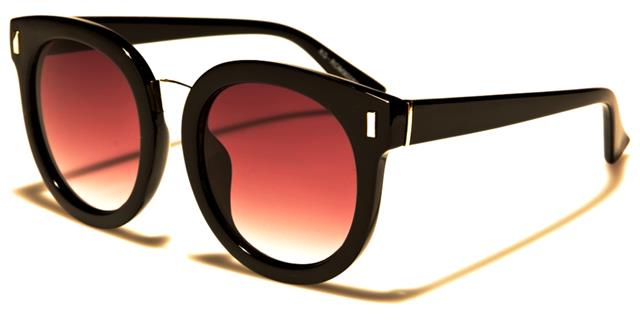 Girl's Round Sunglasses for Kid's Black Gold Brown Gradient Lens Romance kg-rom90050b