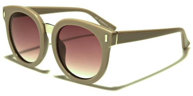 Girl's Round Sunglasses for Kid's Dark Beige Silver Smoke Pink Gradient Lens Romance kg-rom90050c