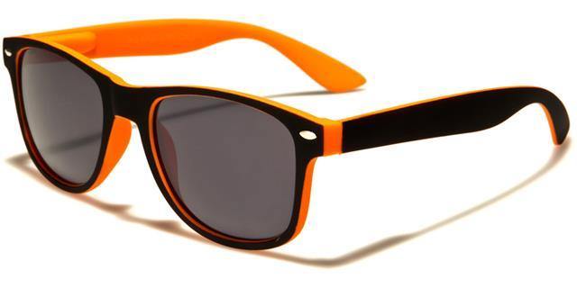 Childrens Designer Classic Sunglasses UV400 Black & Orange/Smoke Lens Retro Optix kg-wf01-2tstc