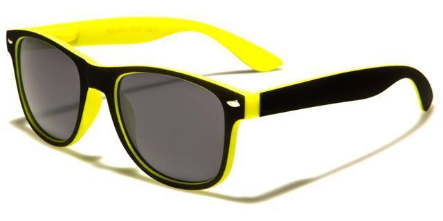 Childrens Designer Classic Sunglasses UV400 Black & Yellow/Smoke Lens Retro Optix kg-wf01-2tstd