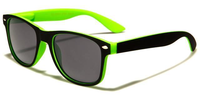 Childrens Designer Classic Sunglasses UV400 Black & Green/Smoke Lens Retro Optix kg-wf01-2tste