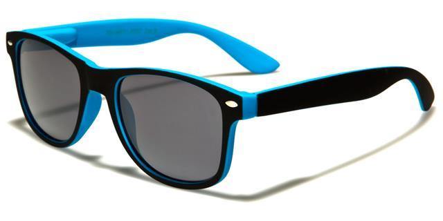 Childrens Designer Classic Sunglasses UV400 Black & Blue/Smoke Lens Retro Optix kg-wf01-2tstf
