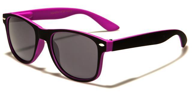 Childrens Designer Classic Sunglasses UV400 Black & Purple/Smoke Lens Retro Optix kg-wf01-2tstg