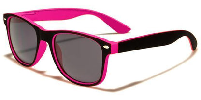 Childrens Designer Classic Sunglasses UV400 Black & Pink/Smoke Lens Retro Optix kg-wf01-2tsth