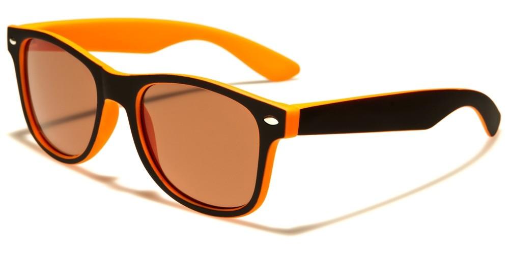 Childrens Designer Classic Sunglasses UV400 Black & Orange/Brown Lens Retro Optix kg-wf01-2tsth_1