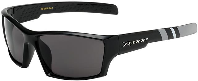 Children's Sports Sunglasses Black X-Loop Wrap Around Frame Black Grey Smoke Lens x-loop kg-x2623-2