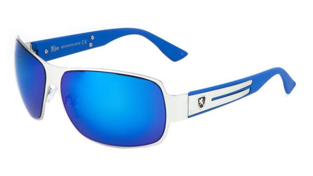 Khan Sports Large Wrap around Mirror Unisex Sunglasses Silver Blue Blue Mirror Lens Khan kn-m3938-rcm-khan-metal-revo-color-mirror-sunglasses-03