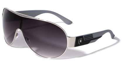 Khan Oversized Shield Pilot Sunglasses for Men Silver Grey & Black Smoke Lens Khan kn-m3940-khan-curved-shield-sunglasses-04
