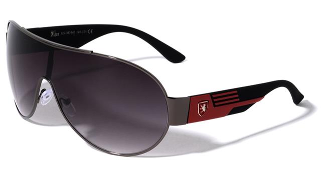 Khan Oversized Shield Pilot Sunglasses for Men Gunmetal Red Black Smoke Lens Khan kn-m3940-khan-curved-shield-sunglasses-07