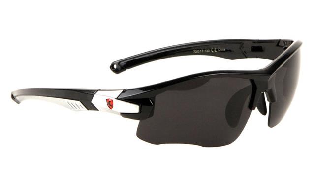 Sports Wrap Around Mirror Sunglasses Unisex Black Silver Red Logo Smoke Black Lens Khan kn-p01038-khan-plastic-sunglasses-07