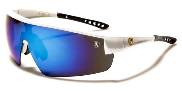 Extreme Sports Running Sunglasses for Men and Women White/Black/Blue Mirror Lens Khan kn-p01041f