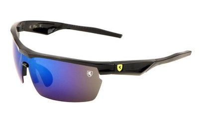 Designer Extreme Sports Wrap Around Mirrored Sunglasses Khan kn-p01042-khan-plastic-active-sport-sunglasses-07 Black Blue Mirror Lens