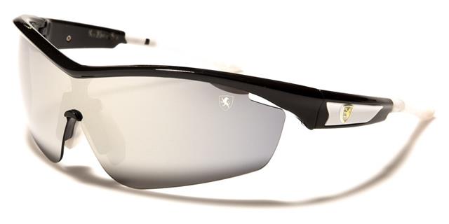 Extreme Sports Wrap Around Sunglasses Unisex Black White Silver Mirror Lens Khan kn-p01044c