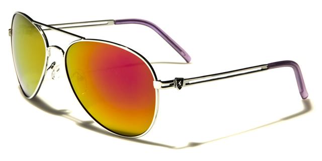 Khan Mirrored Designer Mens Pilot sunglasses Silver & Lilac Red Orange Mirror Lens Khan kn1006cmc