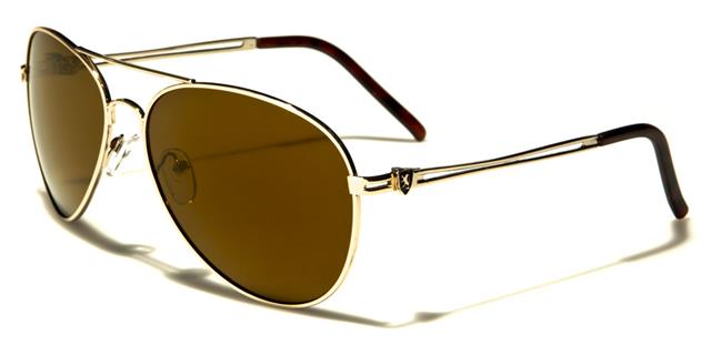 Khan Mirrored Designer Mens Pilot sunglasses Gold & Brown Brown Lens Khan kn1006cmd